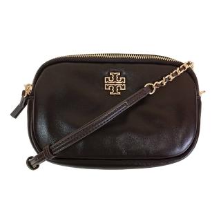 【TORY BURCH】滑面皮革雙層相機包 深咖啡色/送禮(母親節送禮)