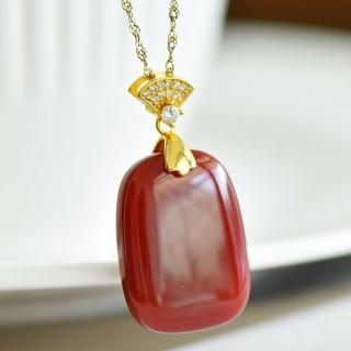 【MoonDy】項鍊 飾品 新中式 本命年 紅瑪瑙項鍊 吊墜 純銀項鍊 玉石 玉珮 開運項鍊 保平安 新中