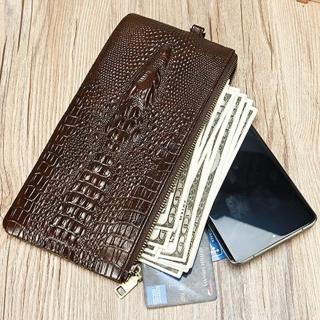 【LEESA】母親節禮物 鱷魚皮夾\錢包\長夾\男錢包\頂級牛皮\皮夾男\多卡位長夾\男生皮夾\復古錢包\真皮長夾\