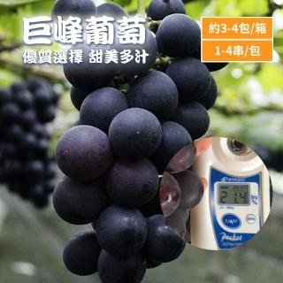 【水果達人】臺灣一級巨峰葡萄禮盒3斤x1箱(約3-4包)(1-4串/包)