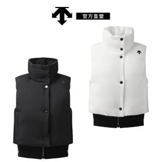 【DESCENTE】GOLF 女士 短版羽絨背心(黑色/白色)
