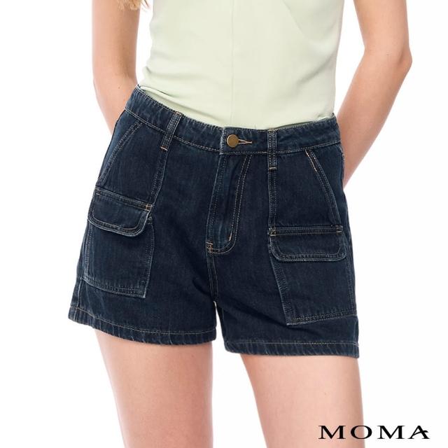 【MOMA】立體口袋牛仔短褲(深藍色)