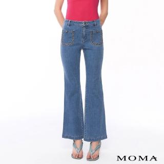 【MOMA】小香風鍊條喇叭牛仔褲(藍色)