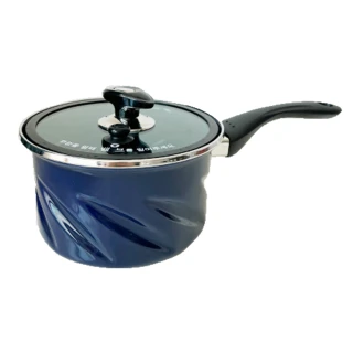 【Binggri】旋轉真空螺旋琺瑯單手湯鍋18cm(附鍋蓋及拉麵架超值組、IH爐可用鍋、不挑爐具)