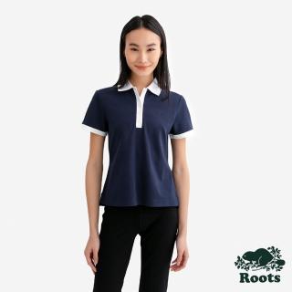 【Roots】Roots女裝- PIQUE CLUB 短袖POLO衫(軍藍色)