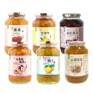 【韓味不二】韓國有果肉傳統生茶系列3罐組1kg/罐(生薑茶/柚子茶/蘋果茶950g/紅棗茶/水蜜桃蘋果茶/檸檬茶)