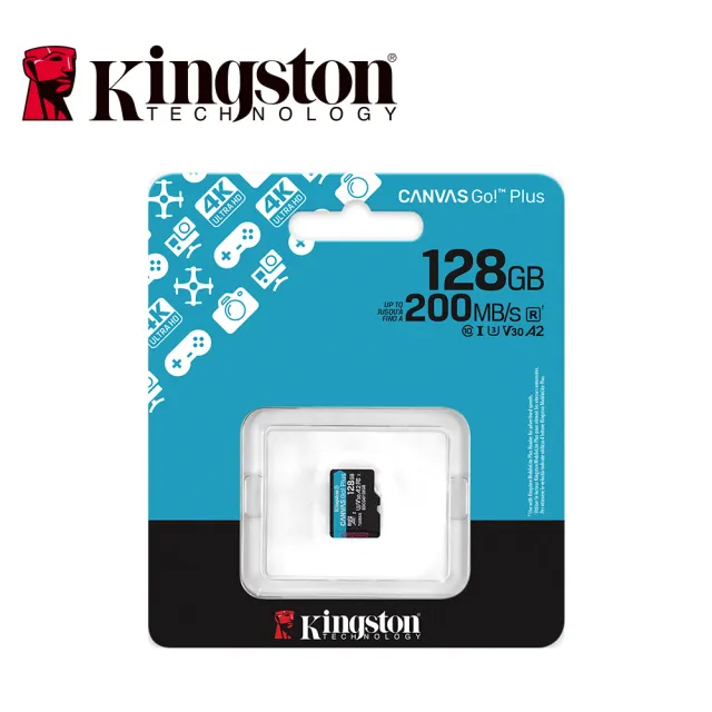 【Kingston 金士頓】Canvas Go!Plus microSD 128GB/200MB/s 記憶卡(SDCG4/128GB)