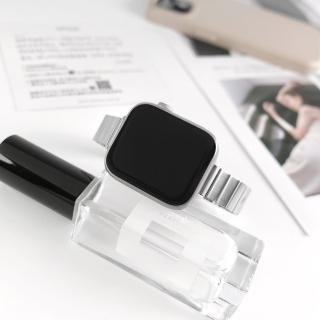 【Watchband】Apple Watch 全系列通用錶帶 蘋果手錶替用錶帶 竹節 勾扣 不鏽鋼錶帶(銀色)