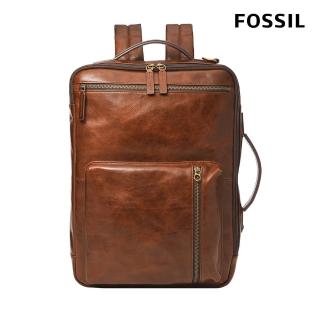 【FOSSIL 官方旗艦館】Buckner 真皮兩用後揹包-咖啡色 MBG9599222(可入16吋筆電)