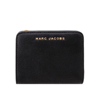 【MARC JACOBS】魚子醬皮革 人氣款 壓釦款拉鍊短夾(經典黑)