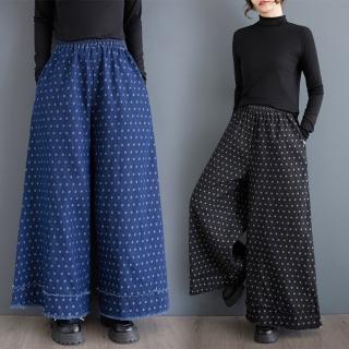 【紐約精品】現貨+預購 牛仔褲休閒長褲(點點印花高腰寬管女褲子2色a1jc41)