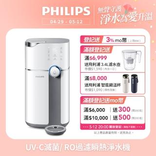 【Philips 飛利浦】智慧雙效UV-C滅菌/RO過濾瞬熱淨水機(ADD6910主機內含濾芯)