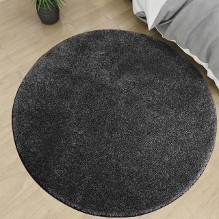 【範登伯格】比利時 極致柔奢華長毛圓形地毯-99黑灰(130cm圓)