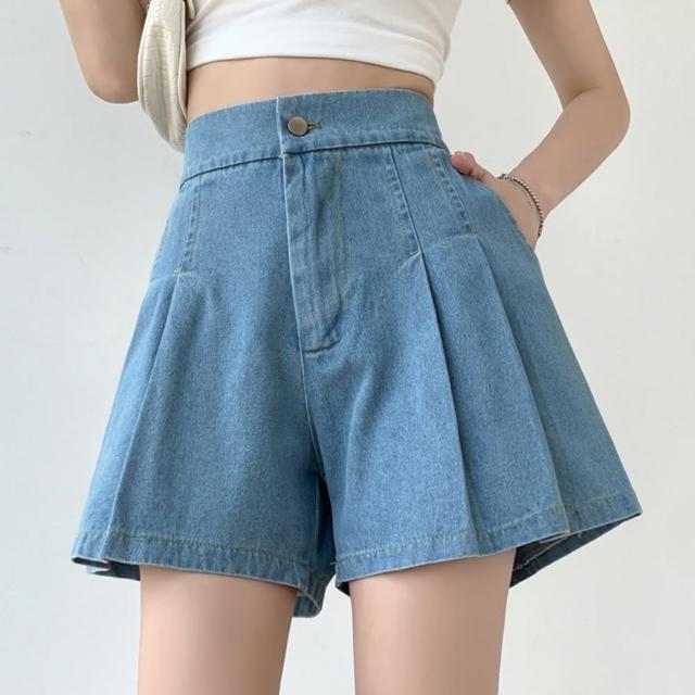 【紐約精品】現貨+預購 牛仔褲休閒短褲(寬管褲裙高腰A字女褲子2色a1jc5)