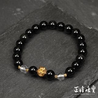 【正佳珠寶】黑曜石 高品金銀龍 單眼黑曜 白水晶 黑曜石設計款手珠