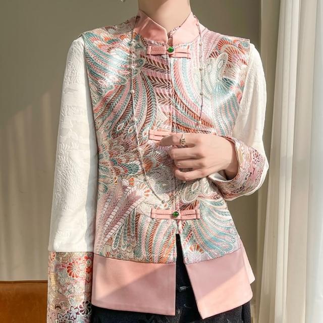 【紐約精品】現貨+預購 唐裝背心緞面外套(重工刺繡馬甲盤扣女外套a1iz96)