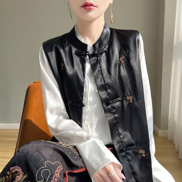 【紐約精品】現貨+預購 唐裝上衣緞面外套(短袖繡花立領盤扣女外套2色a1iz58)