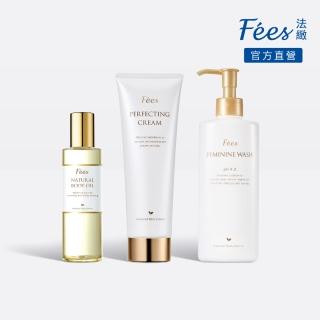 【Fees 法緻】撫紋美體霜200ml+經典美膚護理油118ml+私密呵護浴潔露250ml(孕期 日常保養皆適用)
