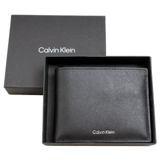 【Calvin Klein】防刮皮革1+1抽式卡夾/男皮夾/男短夾/皮夾禮盒/CK皮夾(黑)