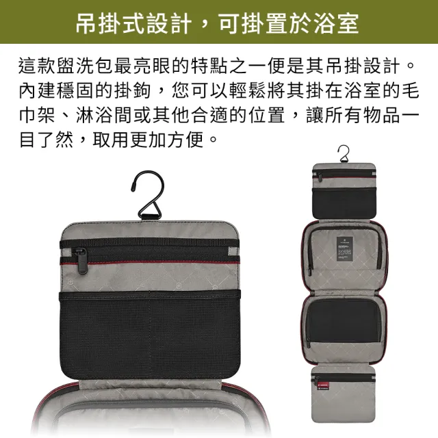 【VICTORINOX 瑞士維氏】Travel Essentials 旅行收納吊掛式盥洗包-黑(653374)