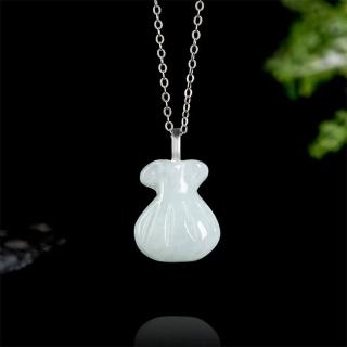【LEEHER】翡翠項鍊/招財/貴人/小福袋/玉石項鍊/吊墜/玉墜/925純銀/冰種玉/掛件/玉石掛件/項鍊/