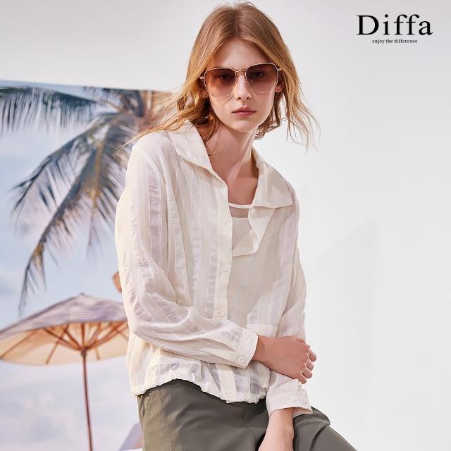 【Diffa】質感織條立領貼袋外套-女