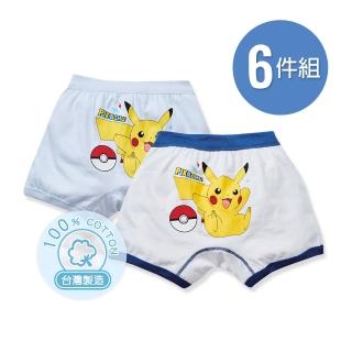 【ONEDER 旺達】6件組-寶可夢 皮卡丘 男童二入四角褲(男童內褲/兒童內褲/純棉內褲)