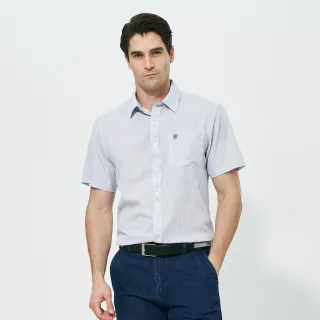 【pierre cardin 皮爾卡登】休閒服飾 男款 印花休閒短袖襯衫-白色(5257167-90)