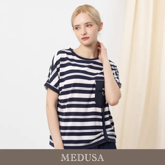 【MEDUSA 曼度莎】現貨-率性D環純棉透氣涼感T恤（M-XL）｜涼感T恤 女短袖上衣 休閒上衣(601-31001)