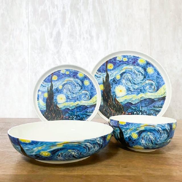 【Royal Duke】梵谷油畫-骨瓷餐具4入禮盒組☆(不鏽鋼陶瓷匙叉 湯匙 入厝禮 交換禮物 瓷器)