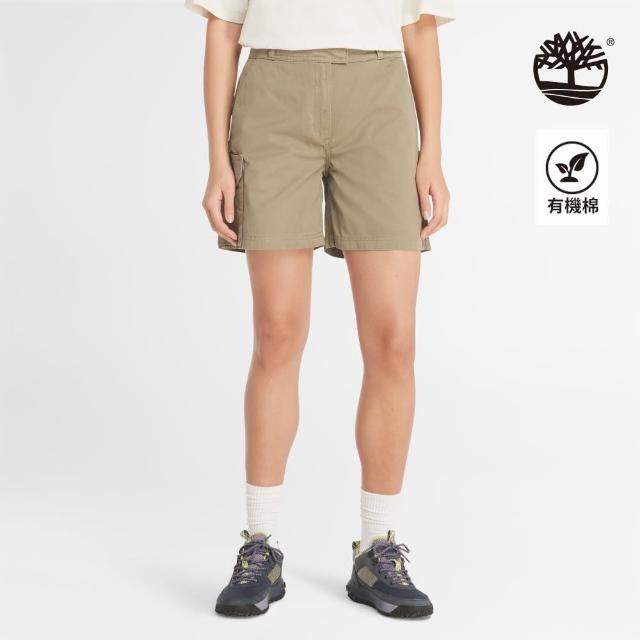 【Timberland 官方旗艦】女款灰綠色工裝休閒短褲(A5P2P590)