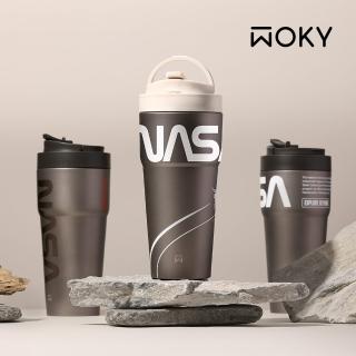 【WOKY 沃廚】NASA聯名 Ti純鈦渾圓杯770ml-附純鈦+Tritan彈跳吸管(隨行杯/吸管杯/保溫杯瓶)