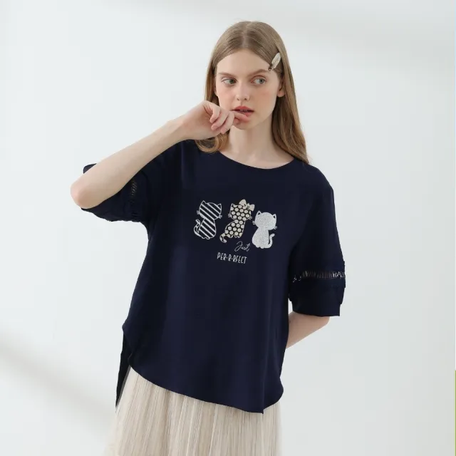 YASA 日系彩繪雲彩棉蕾絲上衣