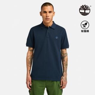 【Timberland 官方旗艦】男款深寶石藍休閒短袖POLO衫(A6943433)