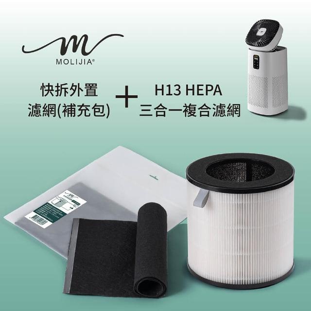 【MOLIJIA 魔力家】M196 風扇UV空氣清淨機-專用配件-高效濾淨6件組