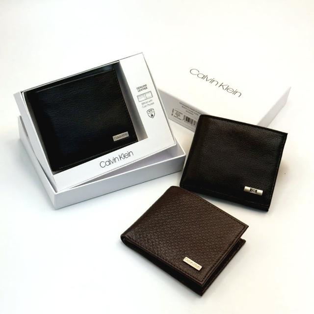 【Calvin Klein 凱文克萊】皮夾禮盒 現貨 防盜 銘版 零錢袋 質感 真皮 禮盒 皮夾 短夾 送禮 錢包(皮夾9041)