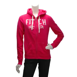 【Abercrombie & Fitch】亮片字母X線條內刷毛拉鍊帽T外套(女-粉-S-609835850)