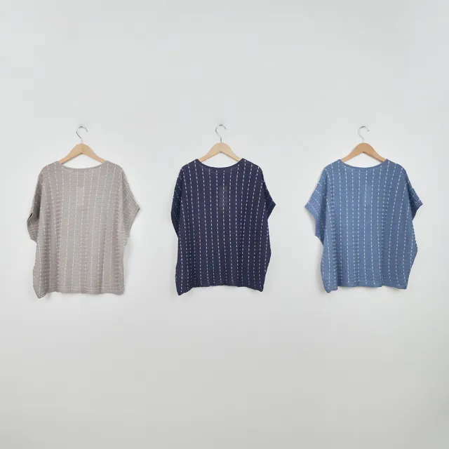 【MASTINA】虛線流動休閒針織衫(藍 深藍 卡/魅力商品)