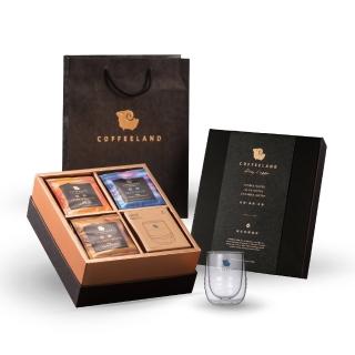 【COFFEELAND 極品莊園咖啡】精裝禮盒｜30入濾掛+雙層玻璃杯-金典款（橘韻/焦糖/藍調） *附提袋(10gx30入)