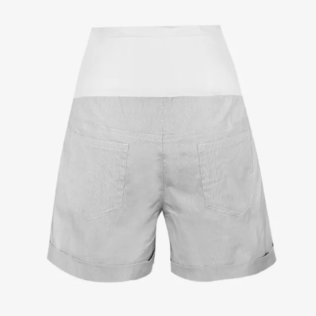 【Gennies 奇妮】千鳥格紋短褲-卡其/灰細格(孕婦褲 一體成型 無痕褲頭)