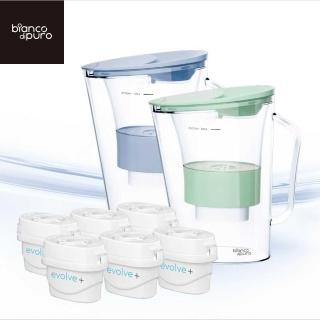 【Bianco di puro 彼安特】Aqualita 五重精濾濾水壺2.5L+英國Evolve濾芯6入(共7芯/適用Brita)