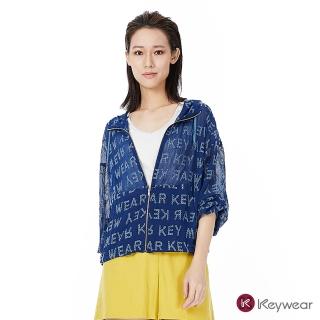 【KeyWear 奇威名品】長袖鏤空字母繡花運動風外套