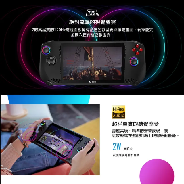 【MSI 微星】Claw 電競掌機(Intel Core Ultra 5 135H/16G/512G SSD/W11/A1M-027TW)