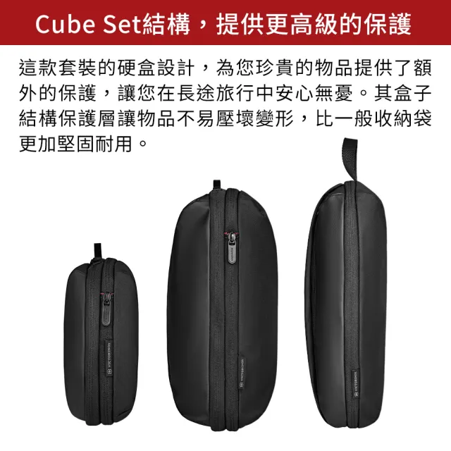 【VICTORINOX 瑞士維氏】Travel Essentials 旅行收納Cube Set-黑(653360)