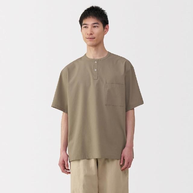 【MUJI 無印良品】男透氣亨利領短袖布帛T恤(共4色)