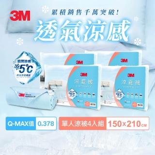 【3M】可水洗涼感涼夏被-星空藍4入組(單人涼被5x7)