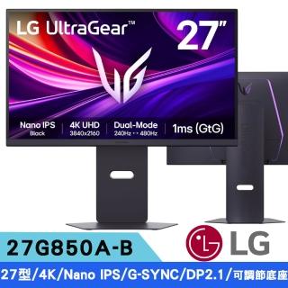 【LG 樂金】27G850A-B UltraGear 4K Nano IPS 雙模式專業電競螢幕(4K 240Hz - FHD 480Hz)
