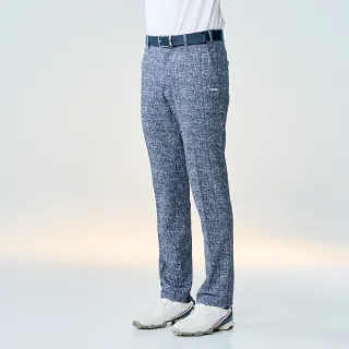 【PING】男款細格紋伸縮褲頭抗UV高爾夫長褲-深藍(吸濕排汗/高彈力/GOLF/高爾夫球褲/PE25129-58)