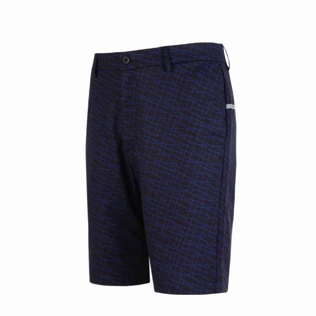 【PLAYBOY GOLF】男款網格紋高彈力休閒短褲-黑(高爾夫短褲/AD25101-88)