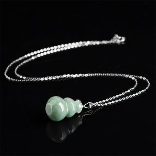 【LEESA】玉石項鍊\飾品\項鍊女\翡翠項鍊\玉項鍊\葫蘆\吊墜\開運項鍊\S925純銀\葫蘆吊飾\招財\